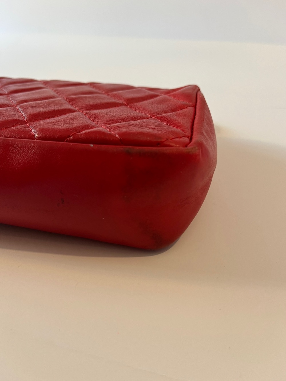 Quilted Red Leather Mini Crossbody Bag Chain Strap Turn Lock Made in Italy - Picture 14 of 14